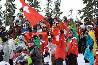 Swiss fans at Men's Downhill, Whistler, 2010